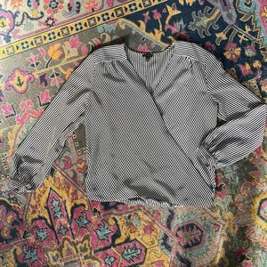 Ann Taylor Striped Wrap Long sleeve Shirt Size Medium